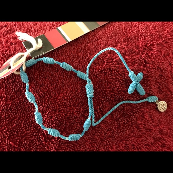 Knotted Bracelet Blue with Cross & Charm - Picture 4 of 4